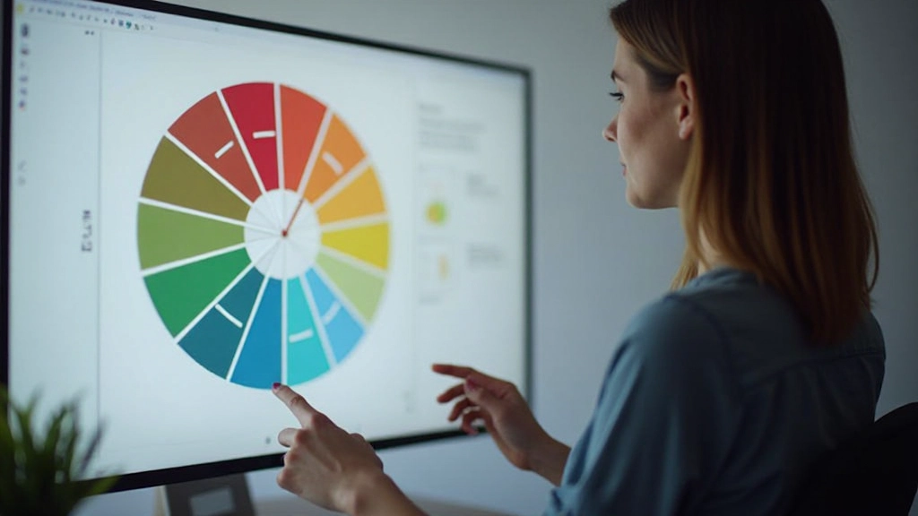 Kleurenwiel demonstratie met complementaire kleurparen en temperatuurverschillen